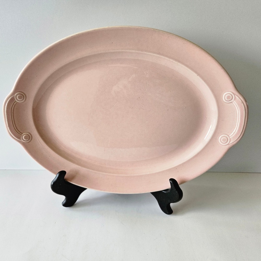 Lu-ray Pastels Sharon Pink 12in Serving Platter Plate Taylor Smith Taylor Vtg